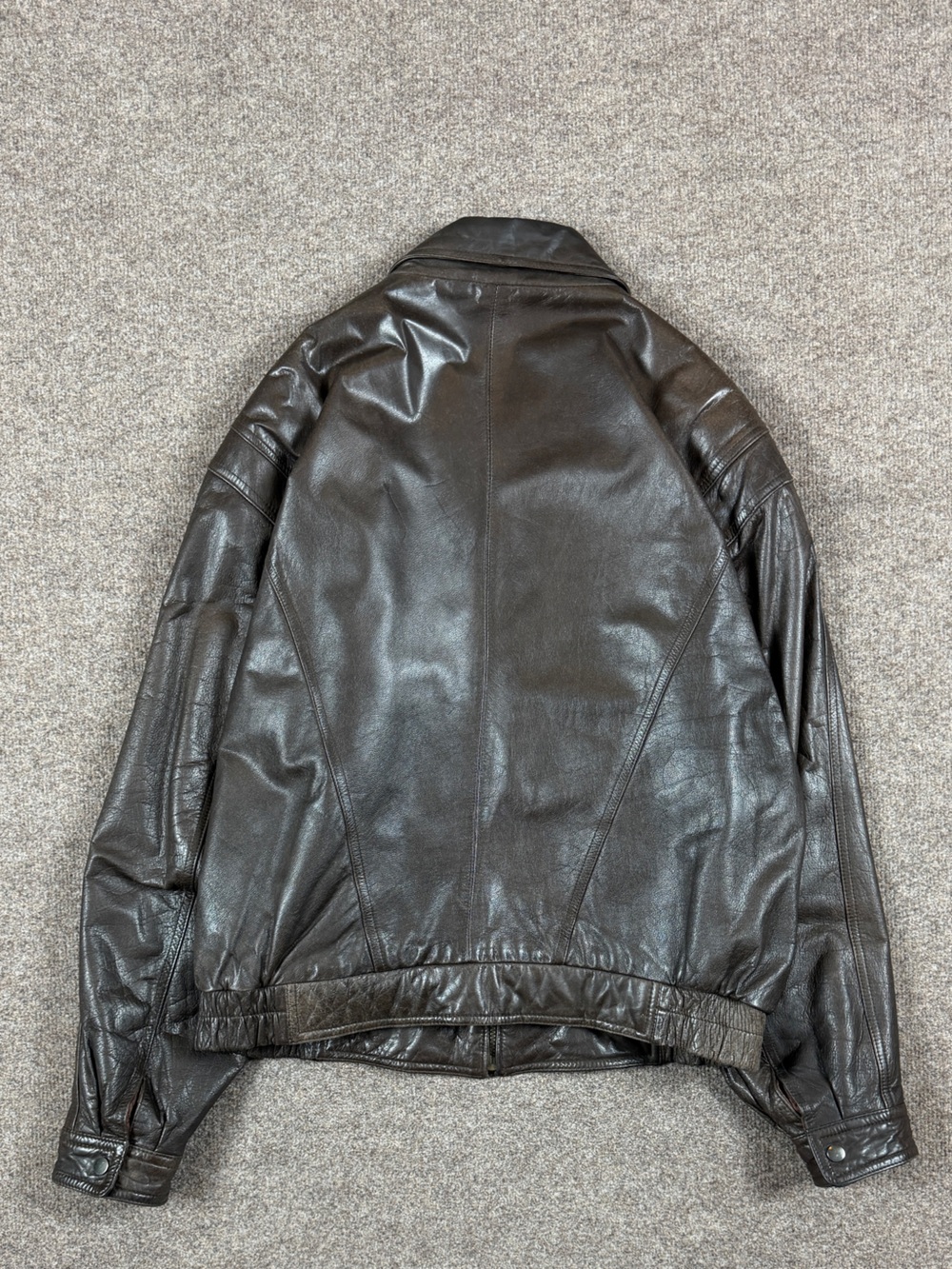 Vintage Members Only Brown Genuine Leather Zip Up Bomber Jacket Mens Size XL 90s - Picture 4 of 10